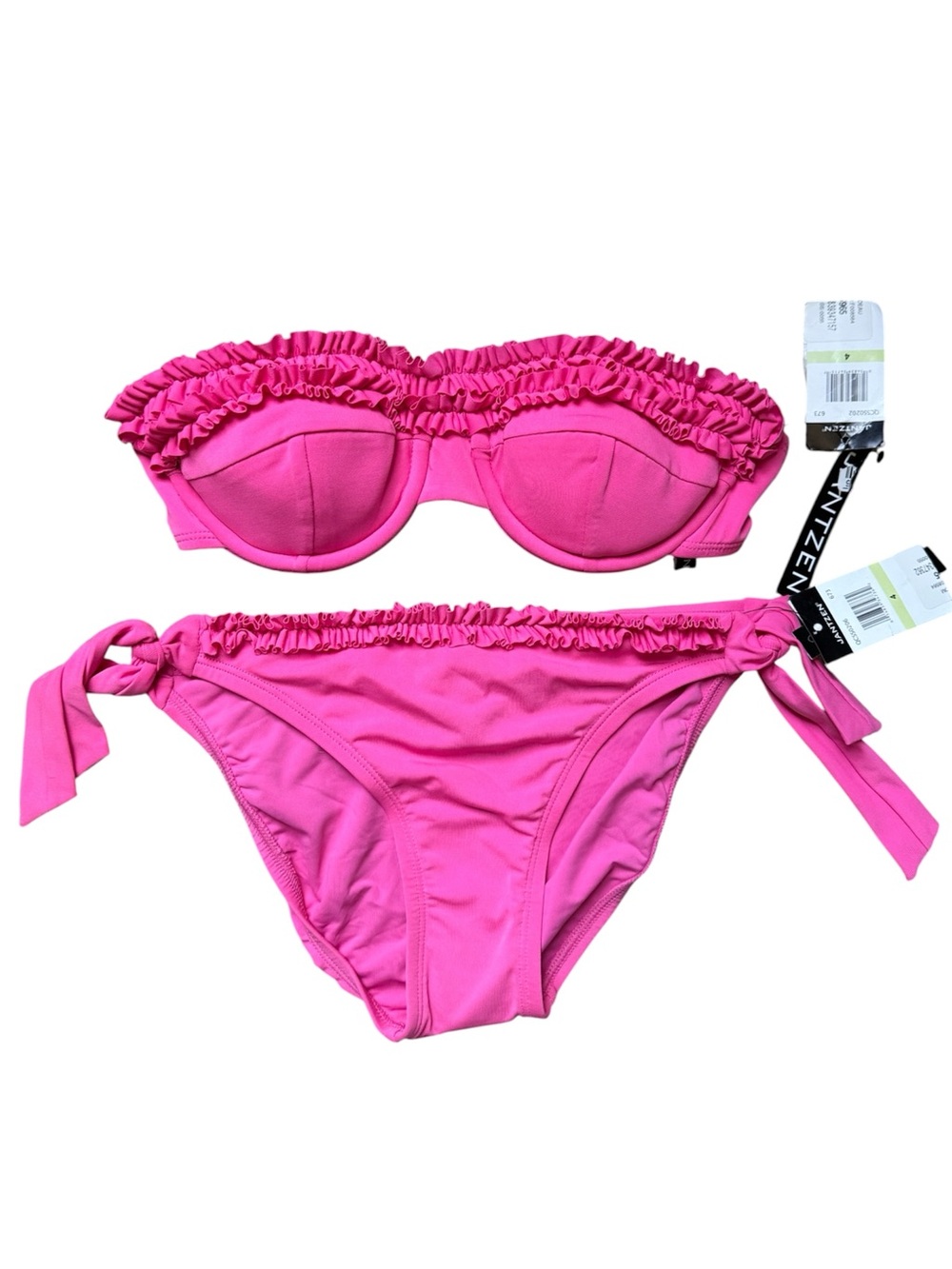 Jantzen Strapless Pink Ruffled Bikini Set